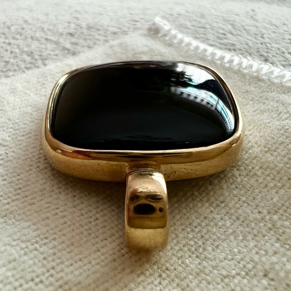 14k gold James Avery onyx black square chiclet-shape, generous think bale LUXURY - Picture 6 of 14